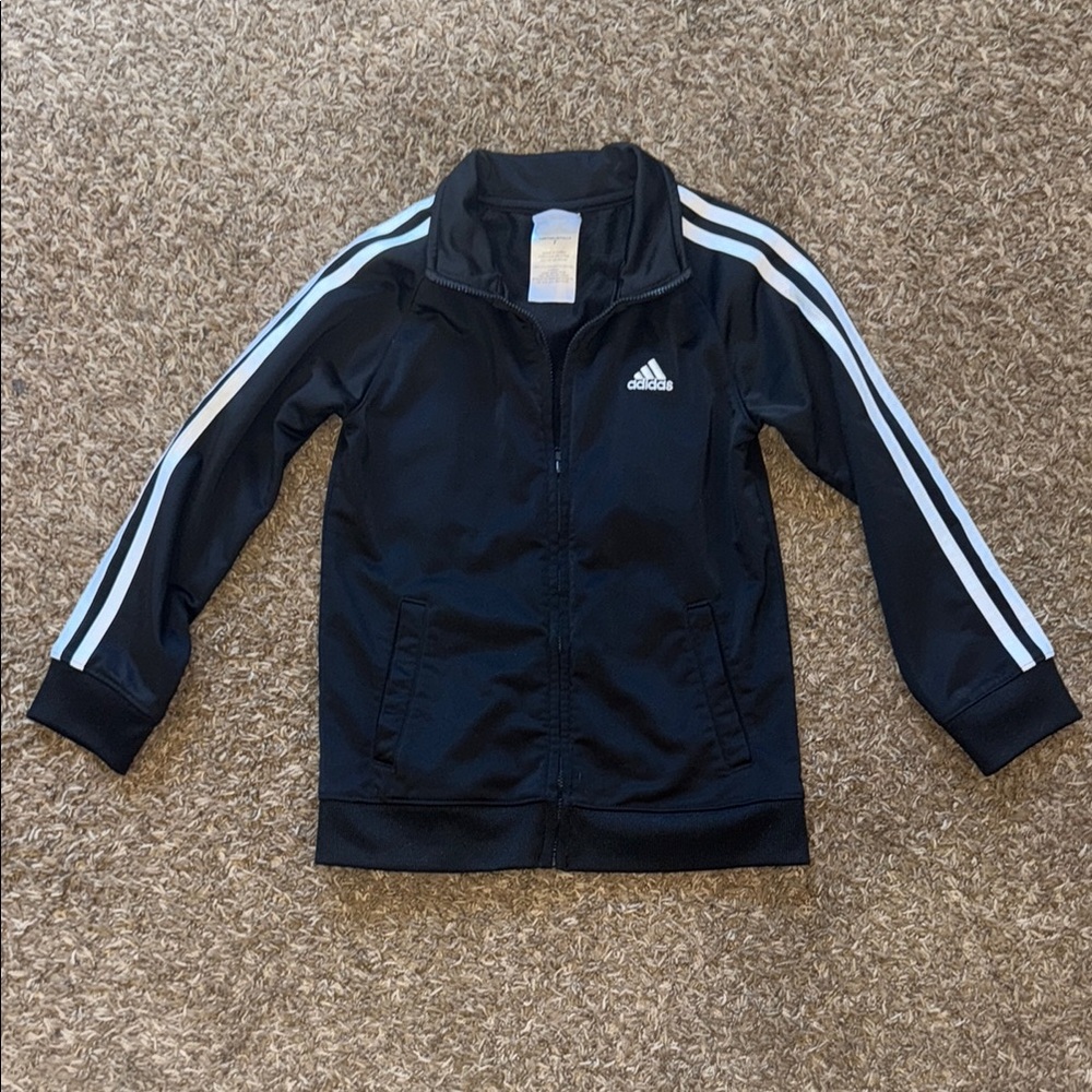 Adidas Black Track Jacket with White Stripes